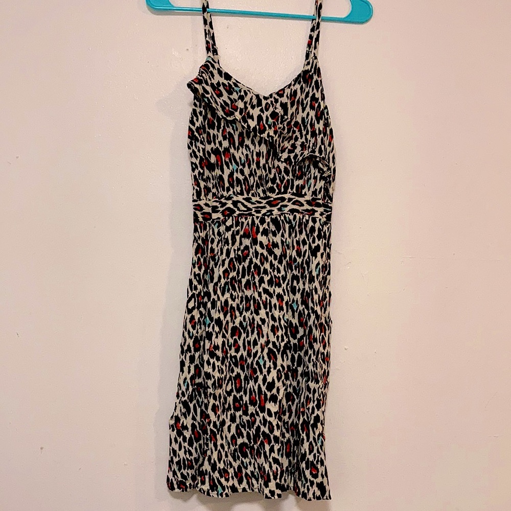 NWOT brown white pink and turquoise Leopard mini
